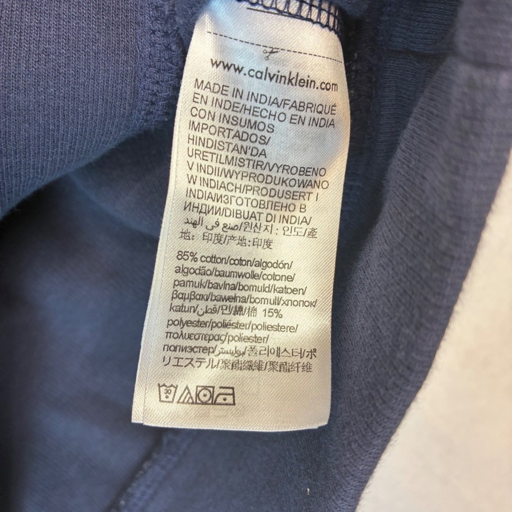 Calvin Klein Full Zip Sweater Mens Large Navy Blue Heather Mock Neck Casual Logo - Picture 7 of 8